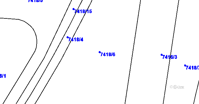Parcela st. 7418/6 v KÚ Prostějov, Katastrální mapa