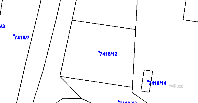 Parcela st. 7418/12 v KÚ Prostějov, Katastrální mapa