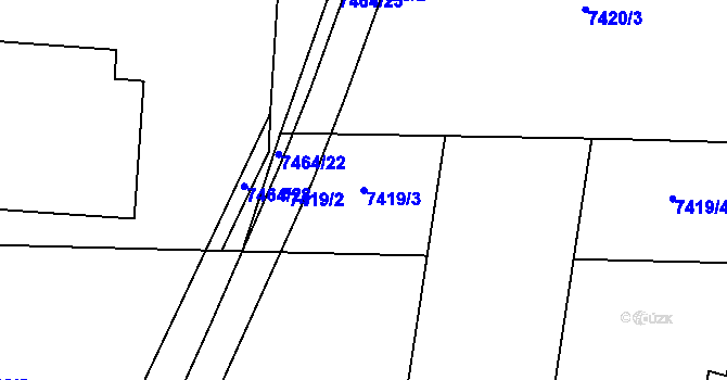 Parcela st. 7419/3 v KÚ Prostějov, Katastrální mapa