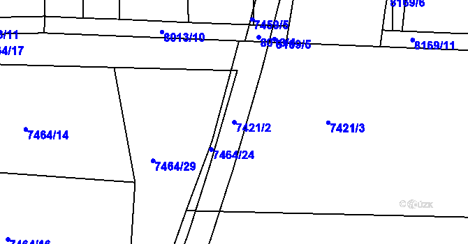 Parcela st. 7421/2 v KÚ Prostějov, Katastrální mapa