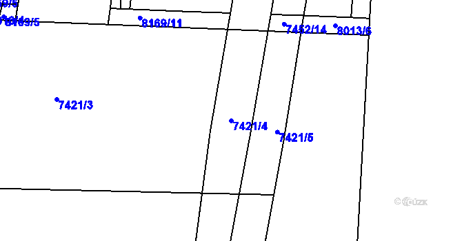 Parcela st. 7421/4 v KÚ Prostějov, Katastrální mapa
