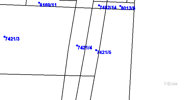 Parcela st. 7421/5 v KÚ Prostějov, Katastrální mapa