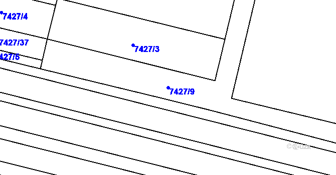 Parcela st. 7427/9 v KÚ Prostějov, Katastrální mapa