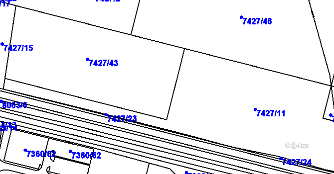 Parcela st. 7427/11 v KÚ Prostějov, Katastrální mapa