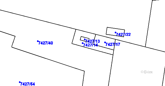 Parcela st. 7427/14 v KÚ Prostějov, Katastrální mapa