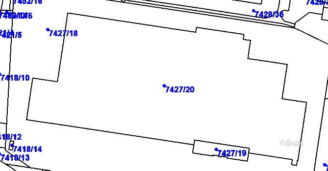 Parcela st. 7427/20 v KÚ Prostějov, Katastrální mapa