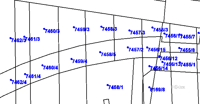 Parcela st. 7458/5 v KÚ Prostějov, Katastrální mapa