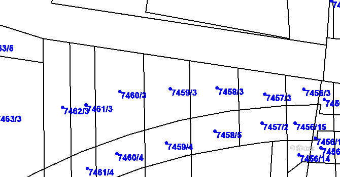 Parcela st. 7459/3 v KÚ Prostějov, Katastrální mapa