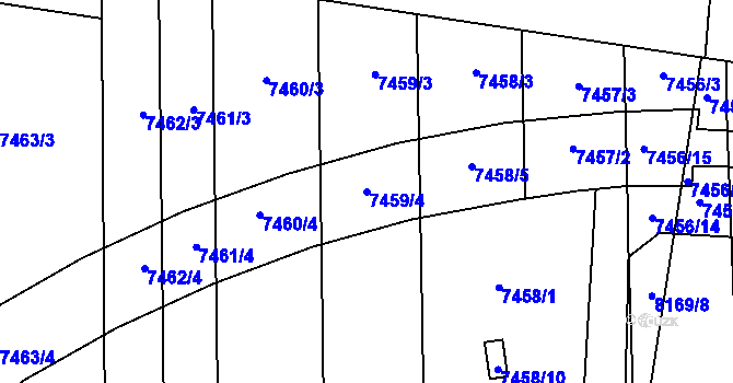 Parcela st. 7459/4 v KÚ Prostějov, Katastrální mapa