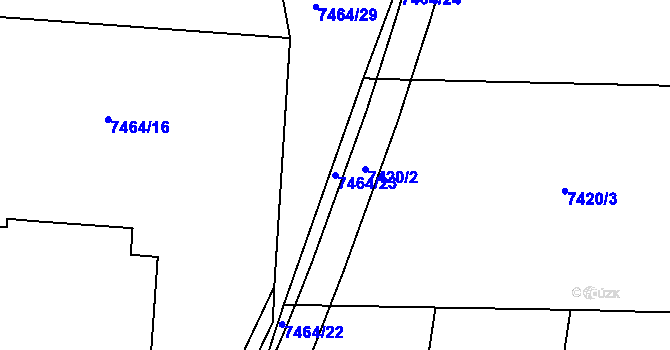 Parcela st. 7464/23 v KÚ Prostějov, Katastrální mapa