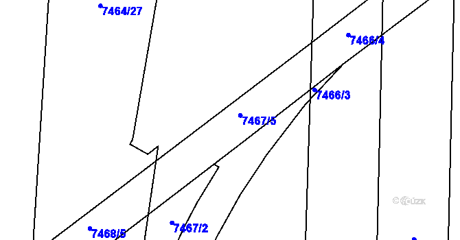 Parcela st. 7467/5 v KÚ Prostějov, Katastrální mapa
