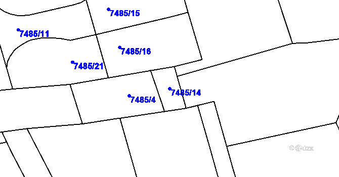 Parcela st. 7485/14 v KÚ Prostějov, Katastrální mapa