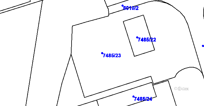 Parcela st. 7485/23 v KÚ Prostějov, Katastrální mapa