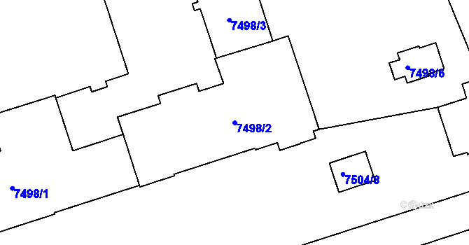 Parcela st. 7498/2 v KÚ Prostějov, Katastrální mapa