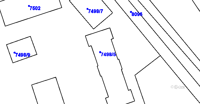 Parcela st. 7498/5 v KÚ Prostějov, Katastrální mapa
