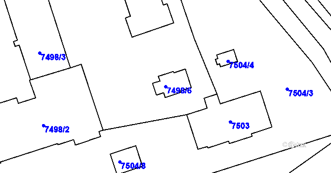 Parcela st. 7498/6 v KÚ Prostějov, Katastrální mapa