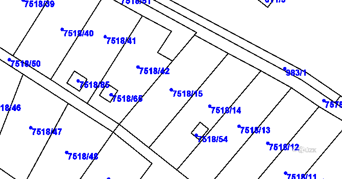 Parcela st. 7518/15 v KÚ Prostějov, Katastrální mapa