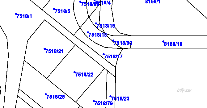 Parcela st. 7518/17 v KÚ Prostějov, Katastrální mapa
