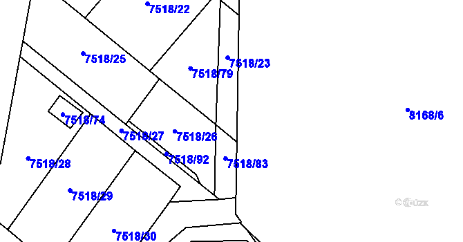 Parcela st. 7518/24 v KÚ Prostějov, Katastrální mapa