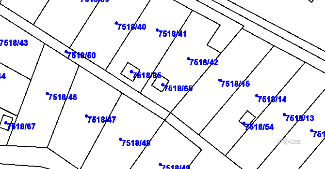 Parcela st. 7518/65 v KÚ Prostějov, Katastrální mapa