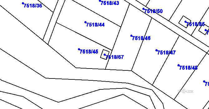Parcela st. 7518/67 v KÚ Prostějov, Katastrální mapa