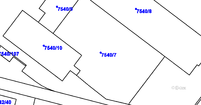 Parcela st. 7540/7 v KÚ Prostějov, Katastrální mapa