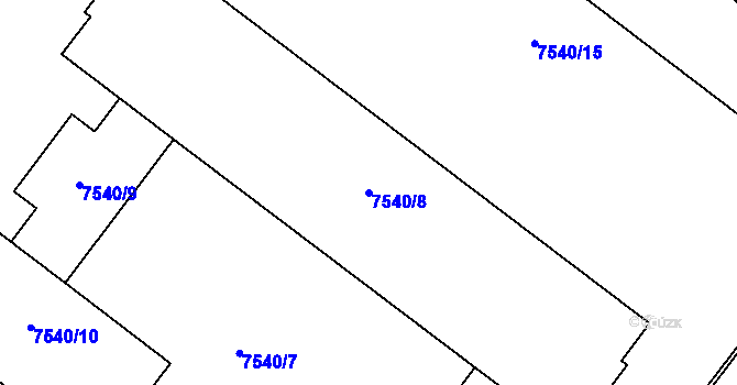 Parcela st. 7540/8 v KÚ Prostějov, Katastrální mapa