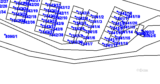 Parcela st. 7541/7 v KÚ Prostějov, Katastrální mapa