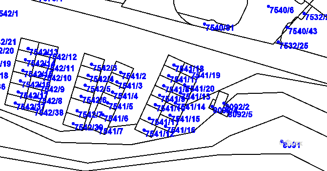 Parcela st. 7541/8 v KÚ Prostějov, Katastrální mapa