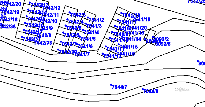 Parcela st. 7541/12 v KÚ Prostějov, Katastrální mapa