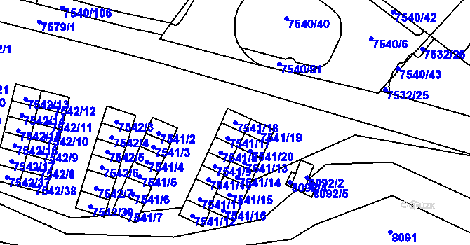 Parcela st. 7541/18 v KÚ Prostějov, Katastrální mapa