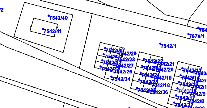 Parcela st. 7542/31 v KÚ Prostějov, Katastrální mapa