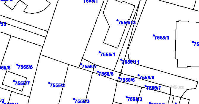 Parcela st. 7556/1 v KÚ Prostějov, Katastrální mapa