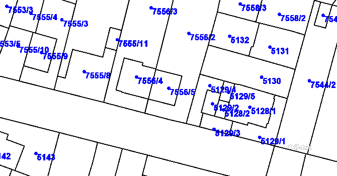 Parcela st. 7556/5 v KÚ Prostějov, Katastrální mapa