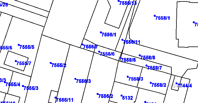 Parcela st. 7556/6 v KÚ Prostějov, Katastrální mapa