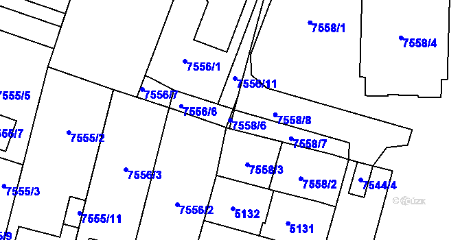 Parcela st. 7558/6 v KÚ Prostějov, Katastrální mapa
