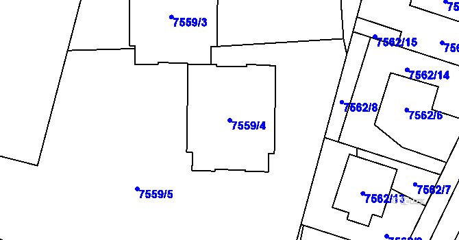 Parcela st. 7559/4 v KÚ Prostějov, Katastrální mapa