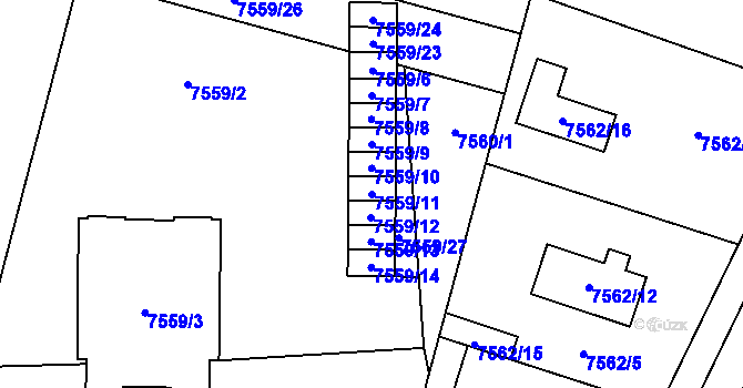 Parcela st. 7559/11 v KÚ Prostějov, Katastrální mapa