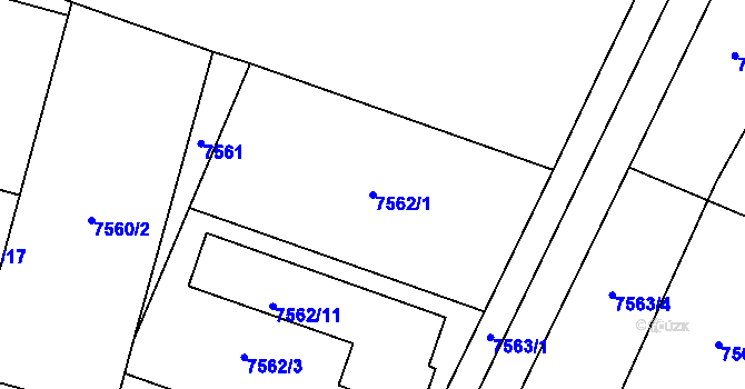 Parcela st. 7562/1 v KÚ Prostějov, Katastrální mapa