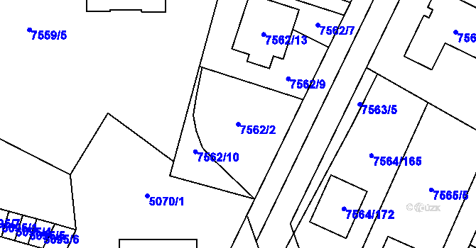 Parcela st. 7562/2 v KÚ Prostějov, Katastrální mapa
