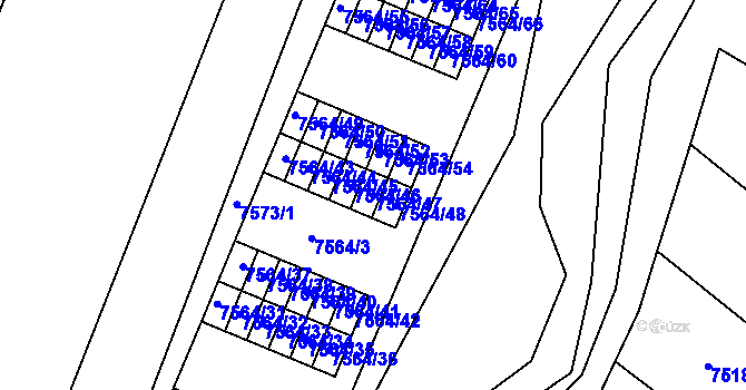 Parcela st. 7564/47 v KÚ Prostějov, Katastrální mapa