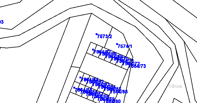 Parcela st. 7564/68 v KÚ Prostějov, Katastrální mapa