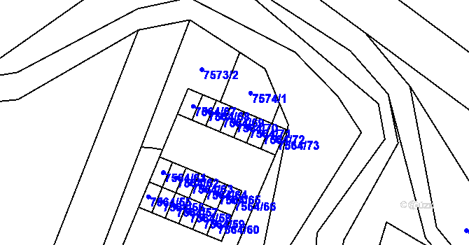Parcela st. 7564/70 v KÚ Prostějov, Katastrální mapa