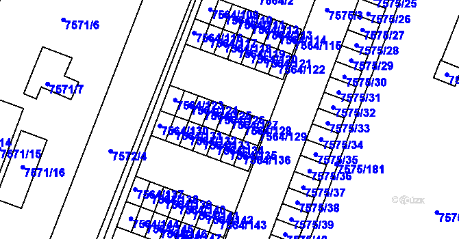 Parcela st. 7564/127 v KÚ Prostějov, Katastrální mapa