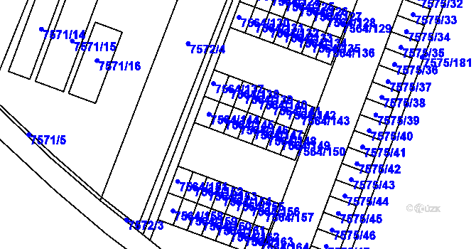 Parcela st. 7564/146 v KÚ Prostějov, Katastrální mapa