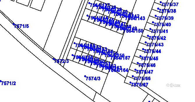 Parcela st. 7564/155 v KÚ Prostějov, Katastrální mapa