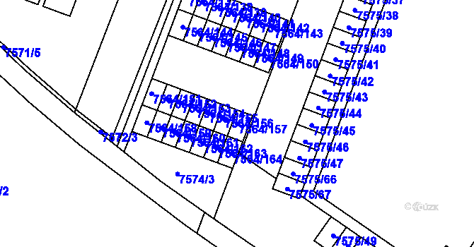 Parcela st. 7564/157 v KÚ Prostějov, Katastrální mapa