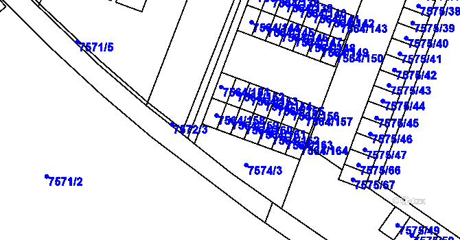 Parcela st. 7564/159 v KÚ Prostějov, Katastrální mapa
