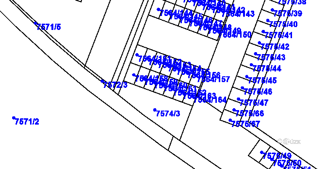 Parcela st. 7564/161 v KÚ Prostějov, Katastrální mapa