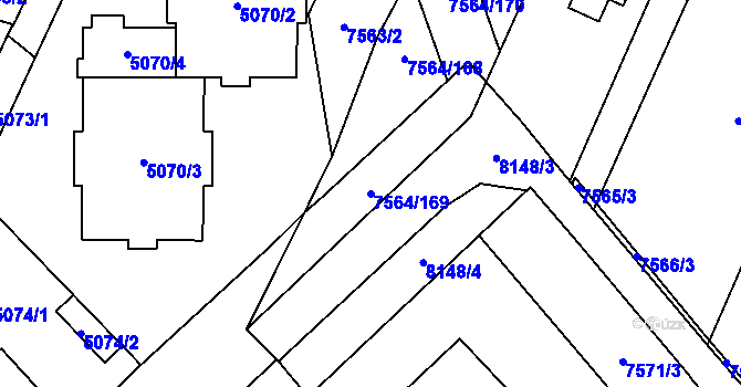Parcela st. 7564/169 v KÚ Prostějov, Katastrální mapa